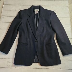 Vintage Worthington Navy 100% Wool Blazer Womens 6P